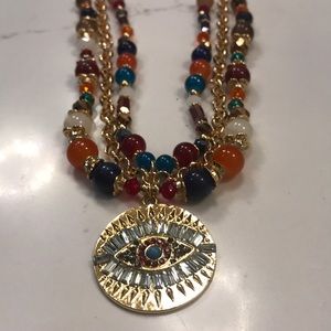 Evil eye necklace with glass beads 18 inch